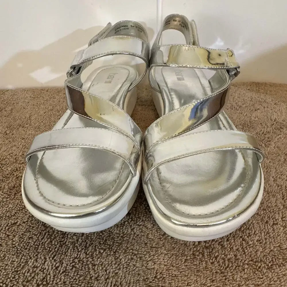 Bar III Addison Metallic Leather Platform Sandals